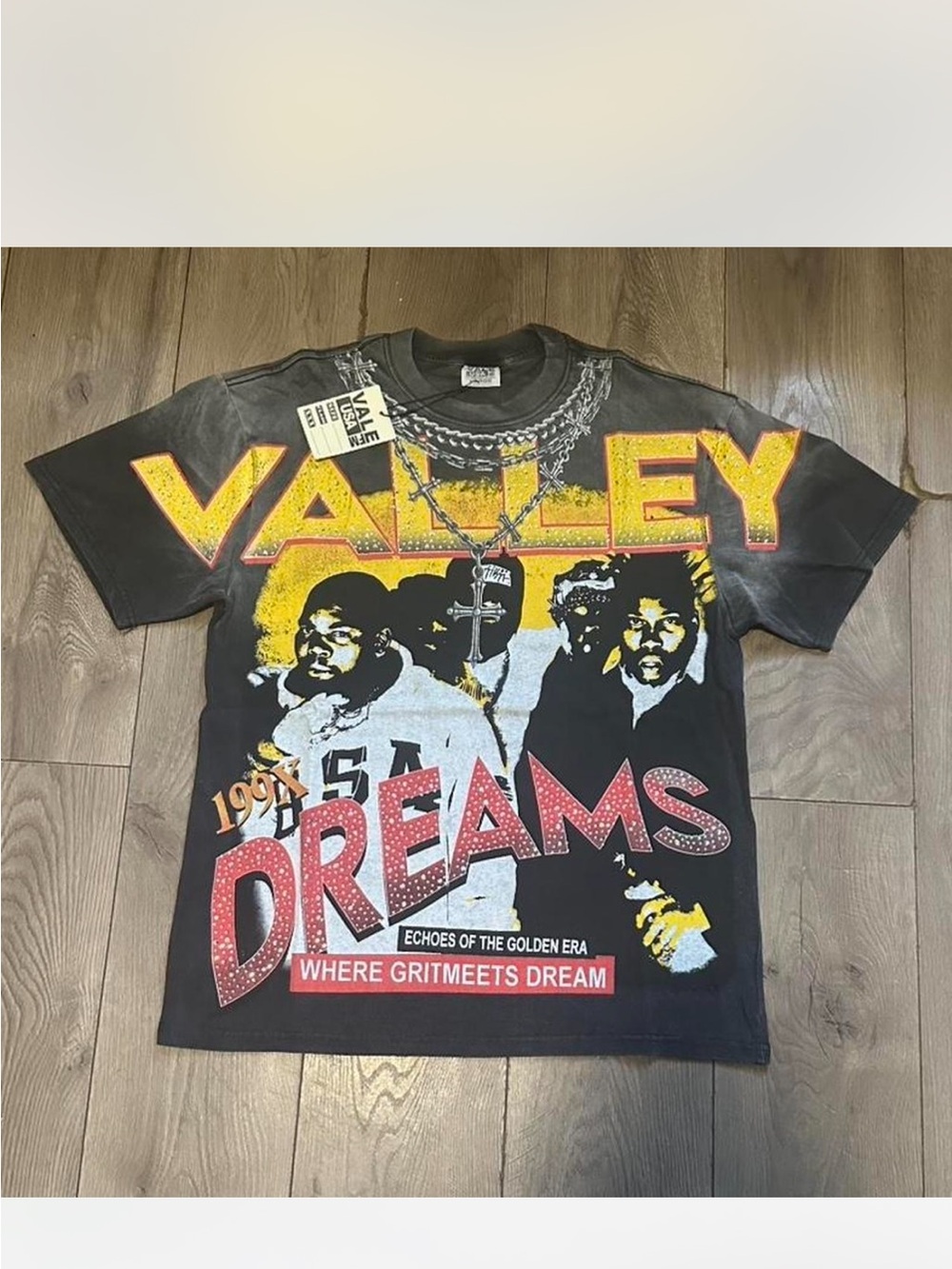 Valley Dreams Graphic Tee - Black with Yellow & Red Print